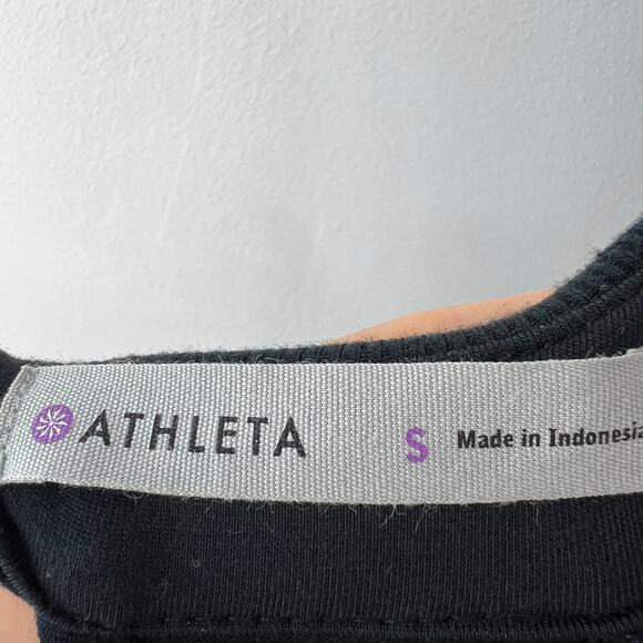 ATHLETA Black Ruched Dress Stretch V-Neck Racerback Tank Casual Size Small S - Picture 10 of 12
